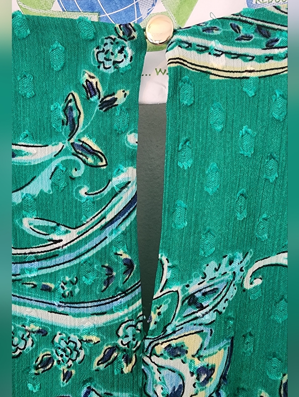 NWT Teal Paisley V-Neck Maxi Dress - XL - Picture 6 of 10